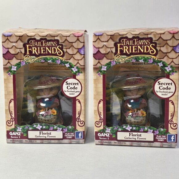 Tail Towns Friends FLORIST Gathering Flowers Figurine Squirrel Chipmunk GANZ - Picture 2 of 11